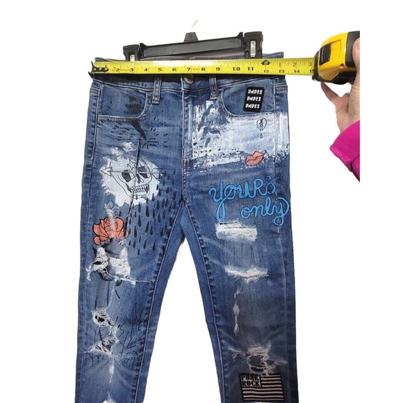 American Eagle Super Stretch Hi Rise Jegging Womens Size 2 Graffiti Destroyed - Picture 12 of 16